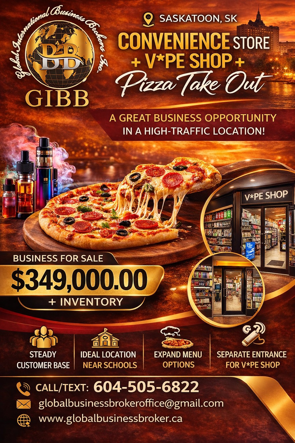 Non-Franchise: Convenience store + Take-out Pizza + V*pe shop